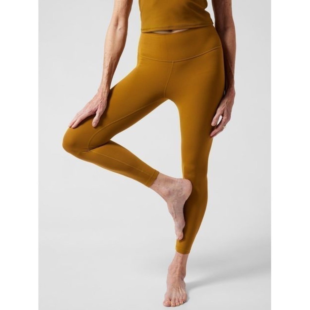 Athleta Transcend Capri Legging in Brass Yellow